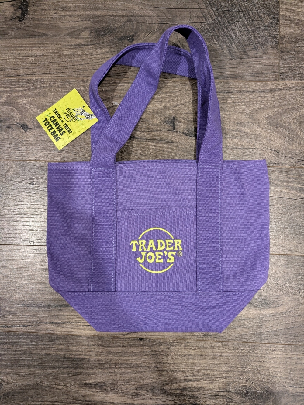 Trader Joe's Purple Canvas Tote with Front Pocket